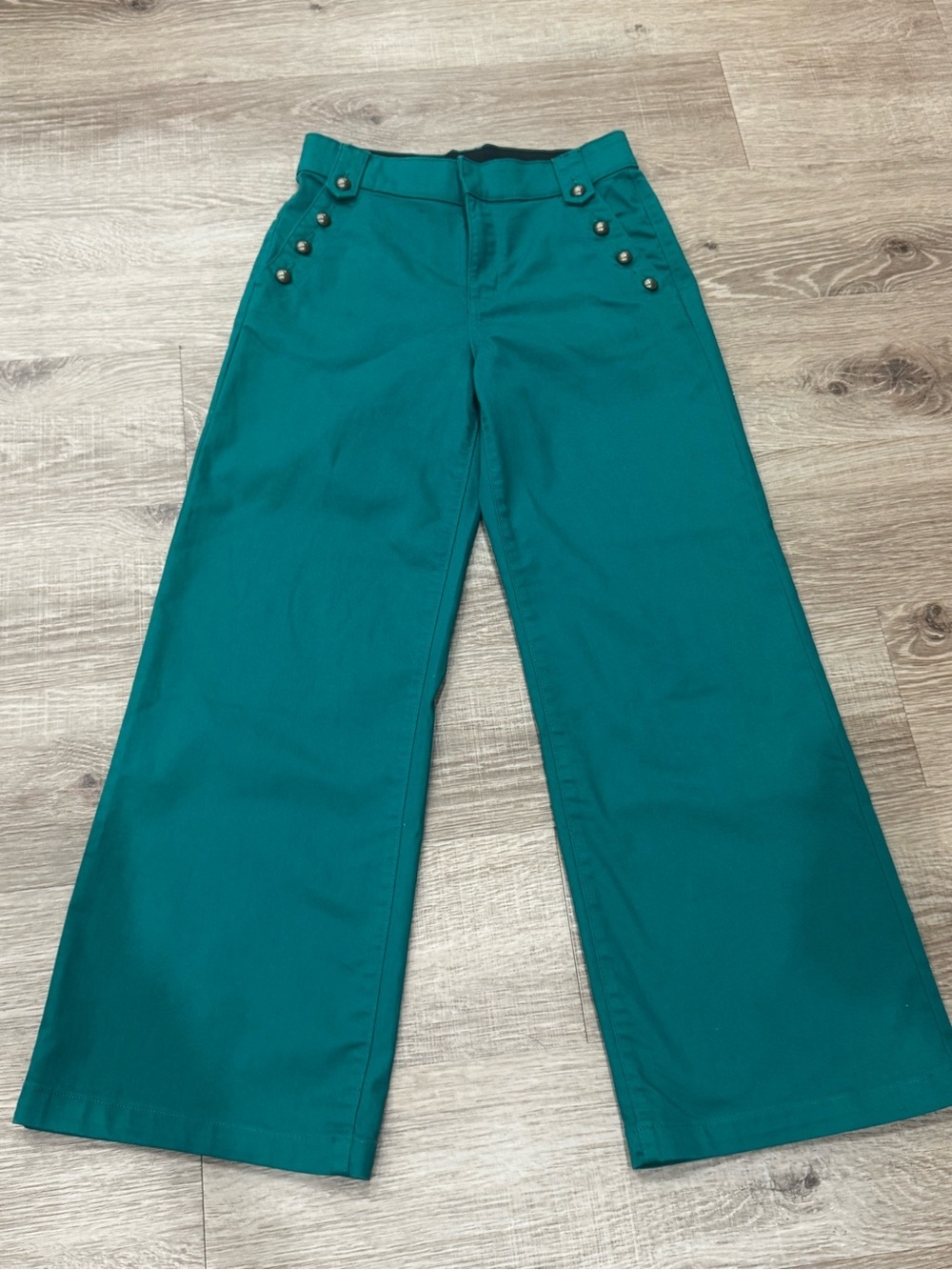 St. John’s Bay Wide Leg Sailor Pants Size 6 Teal Green High Rise